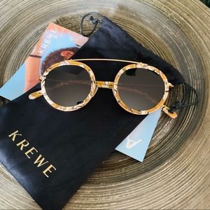 Krewe Conti round sunglasses NWT SOLD OUT GOLD